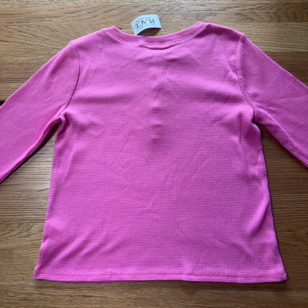 Childrens Place Girls Pink Waffle Knit Henley Top Long Sleeve Thumbhole 10/12